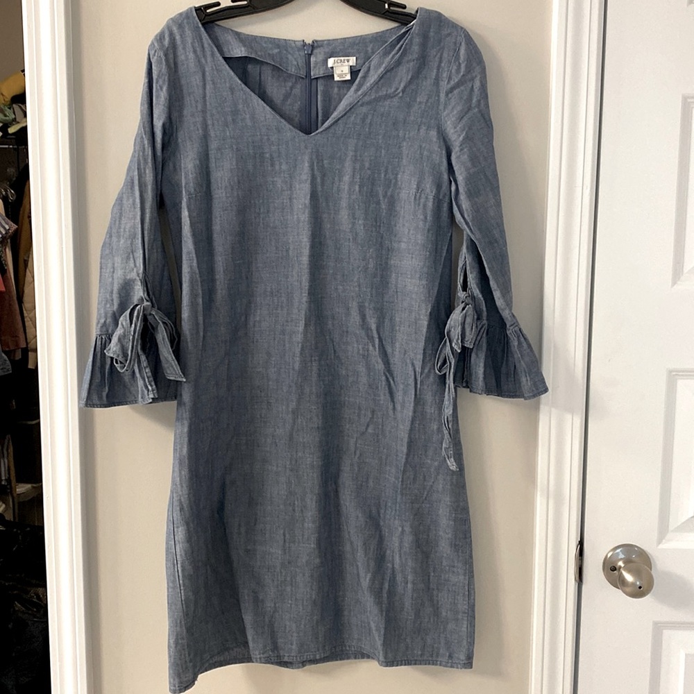 J crew 3/4 sleeve thin dress - bow ties on the arms